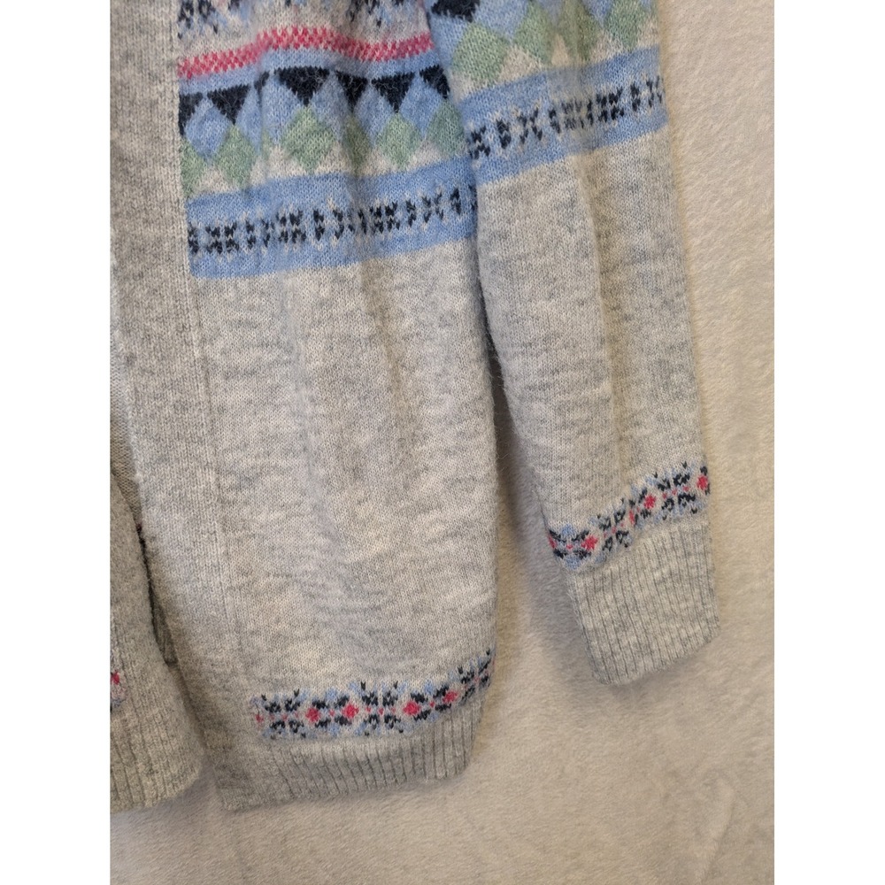 Croft & Barrow Cardigan Women's L Gray Fair Isle Open Front Sweater - Picture 5 of 8